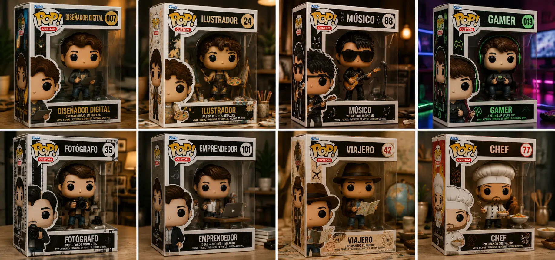 Ejemplos de figuras estilo Funko creadas desde imagen IA